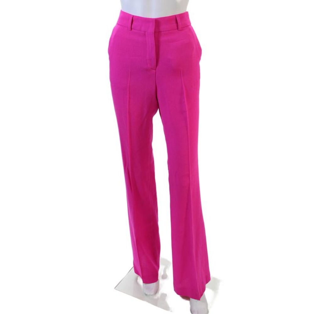 Filles A Papa Womens Creased Straight Leg Dress Pants Fuchsia Pink Wool Size 2